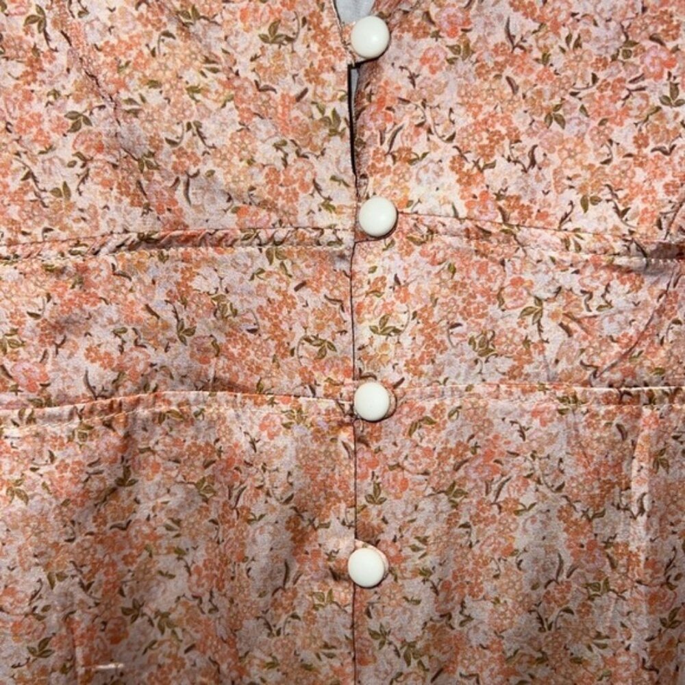 Zara Pink Ombré Floral Button Front Satin Midi Slip Dress Y2K Style Size Small - Picture 8 of 14